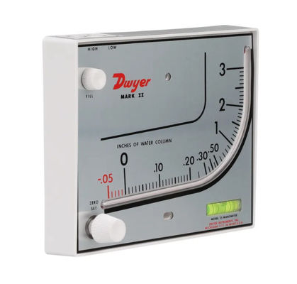 Dwyer MARK II 25 Liquid Filled Wall Mount Manometer 0-3" w.c., Red Gauge Oil Dwyer Molded plastic manomete