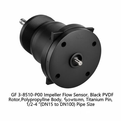GF 3-8510-P0 Impeller Flow Sensor with Black PVDF Rotor Polypropylene Body and Titanium Pin for 1/2-4" Pipes